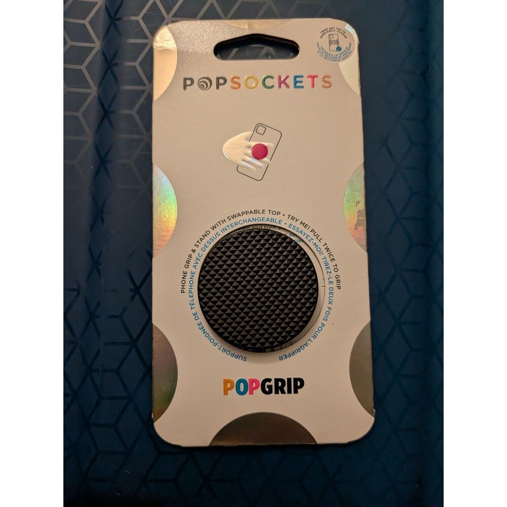 PopSockets Popgrip Knurled Textured Black Phone Tablet Grip Stand Swappable Top